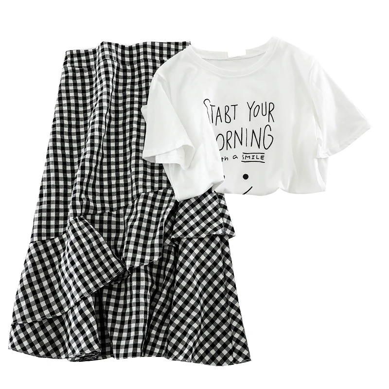 2019 новые модные женские комплект из двух предметов простой и свежий письмо