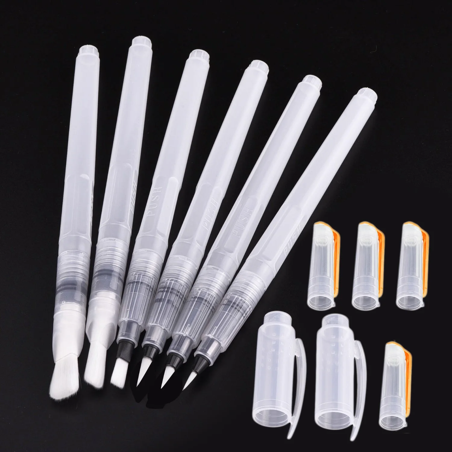 6 шт. акварель кисти ручки с острым носом и плоским наконечником чернилами