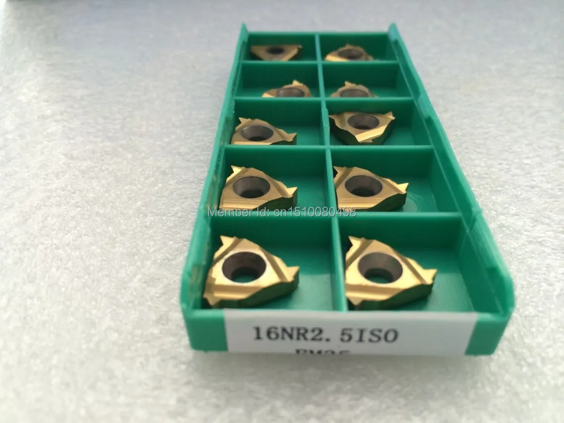 10pcs 16NR2.5ISO Indexable Tungsten Carbide Threading Lathe Inserts for Threaded Lathe Holder