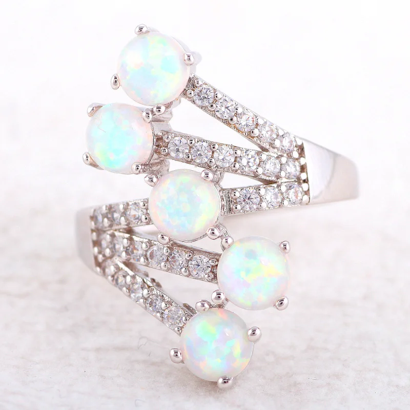 Ayowei драгоценные подарки для матери Белый огненный опал серебряные штампованные