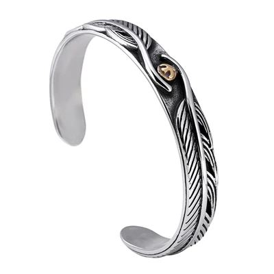 steel Mcllroy, мужской браслет, высокое качество, титановая сталь, открывающиеся манжеты, браслет с перьями, мужские ювелирные аксессуары для лучших друзей - Окраска металла: steel