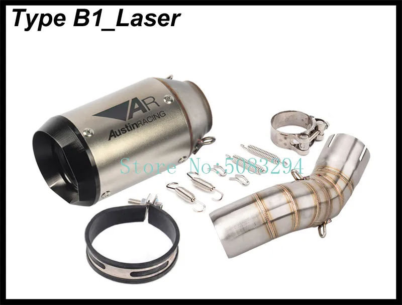 B1 Laser Остин гоночный мотоцикл Выхлопная система со звеньями трубы для Z900 PHULEOVEO углеродного волокна модифицированный глушитель мотоцикл - Цвет: B1 Laser