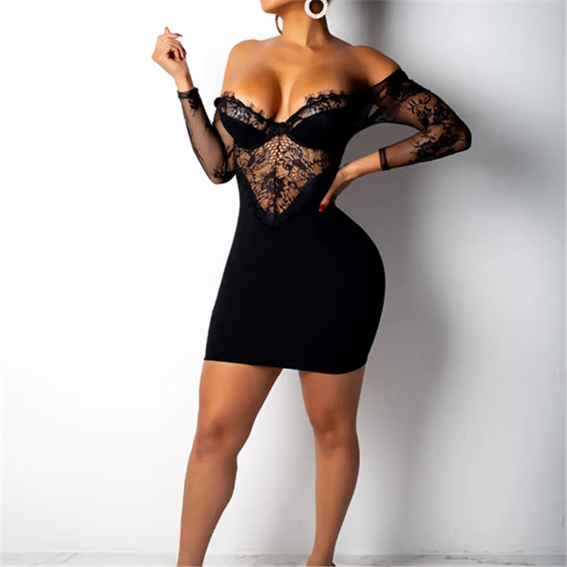 Летние пикантные спинки кружева лоскутное платье карандаш Для женщин Bodycon