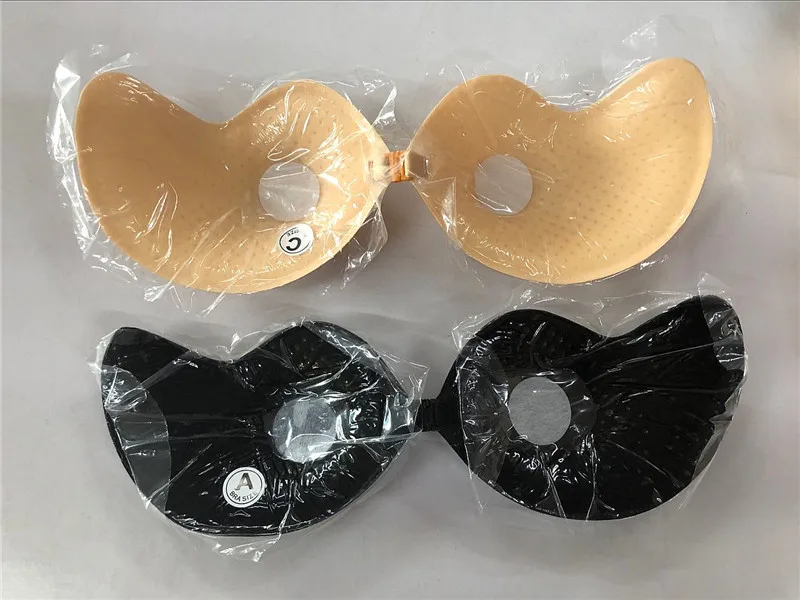 

100 pcs/lot Women 3CM Thick Section Adhedive Push Up Bra Strapless Silicone Invisible Bra For Dress Sexy Chest Paste D Cup