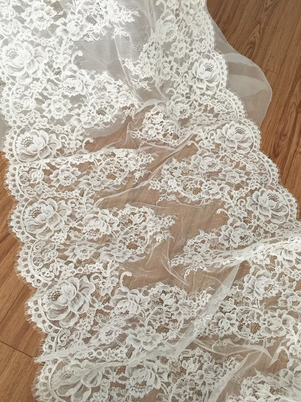 3 метра Изысканная французская Кружевная Ткань Alencon с отделкой красивая