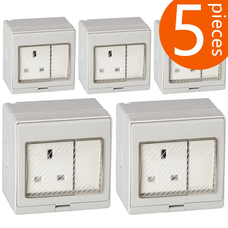 

5 pieces The British standard waterproof IP55 power outlet with an English standard 13A splash socket with a switch IP55-04
