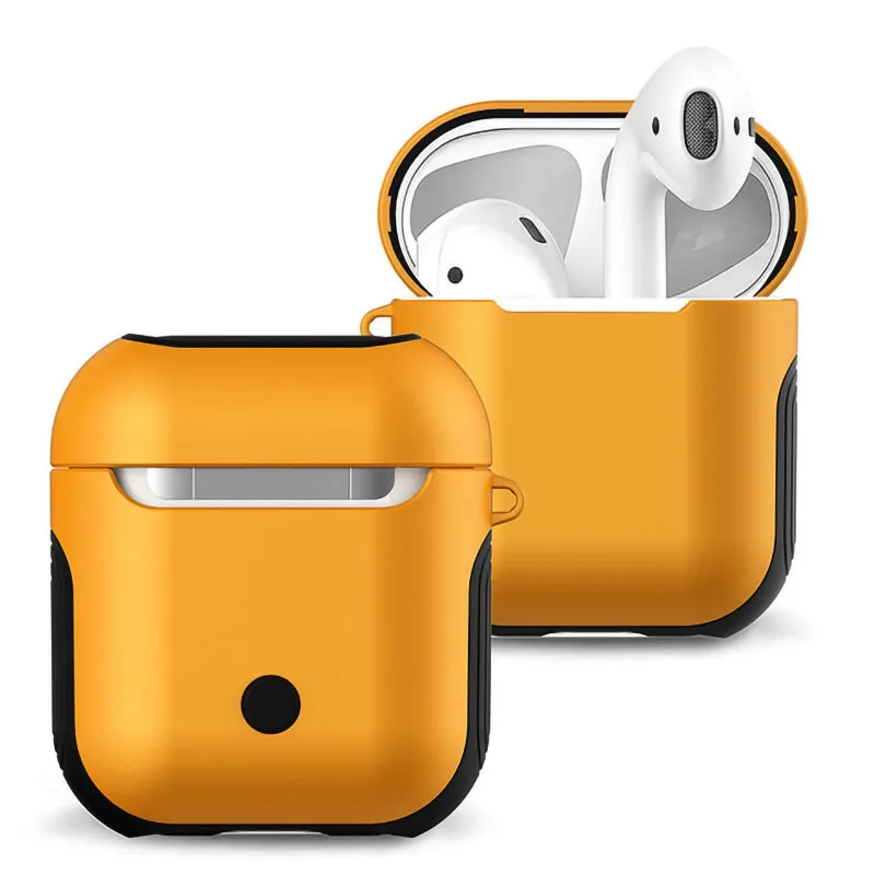 Цвет: желтый Inpher ТПУ+ PC Силиконовые беспроводные Bluetooth наушники eadphone чехол для AirPods Защитная крышка аксессуары для кожи для Apple Airpods - Цвет: Цвет: желтый