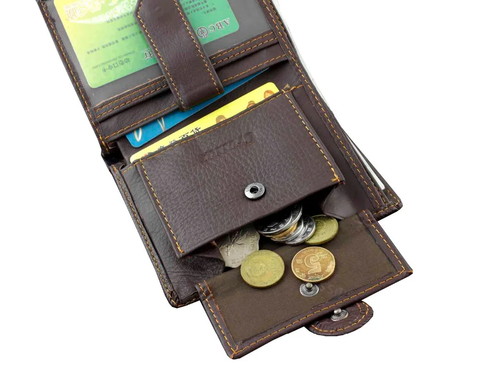 New Men's Genuine Leather Bifold Wallet Vintage Coin Purse Short Card Holder | Багаж и сумки