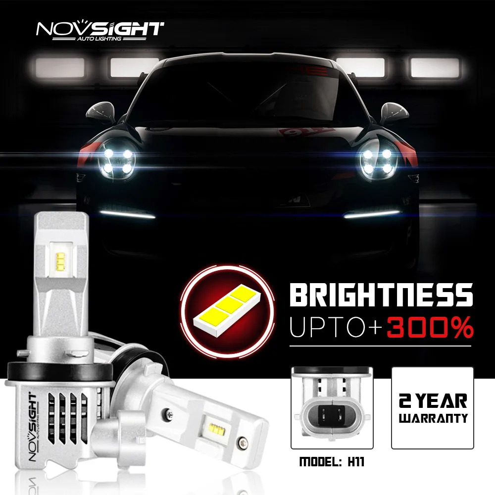 Светодиодные Автомобильные фары NOVSIGHT пыленепроницаемые 2 шт. 10000LM H8 H11 H4 H7 HB3 9005 HB4