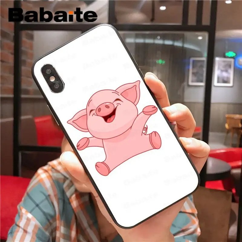 Для iphone 11pro max мягкий чехол для телефона с мультяшным животным поросенком 8 7 6 6S Plus X