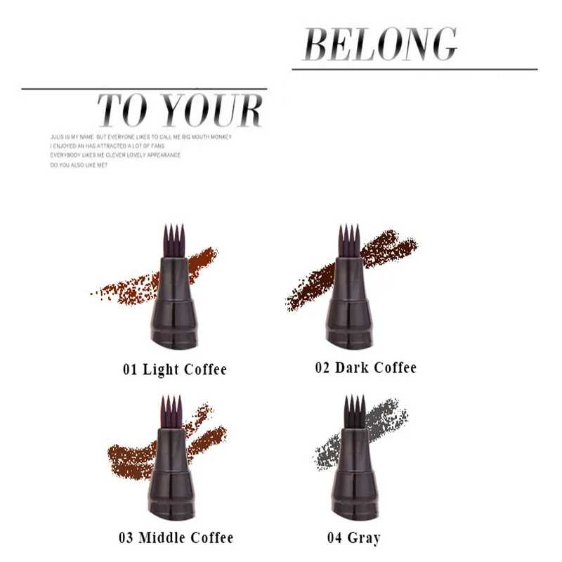 4 головки водостойкие Microblading брови Татуировка ручка тонкий эскиз Enhancer вилка