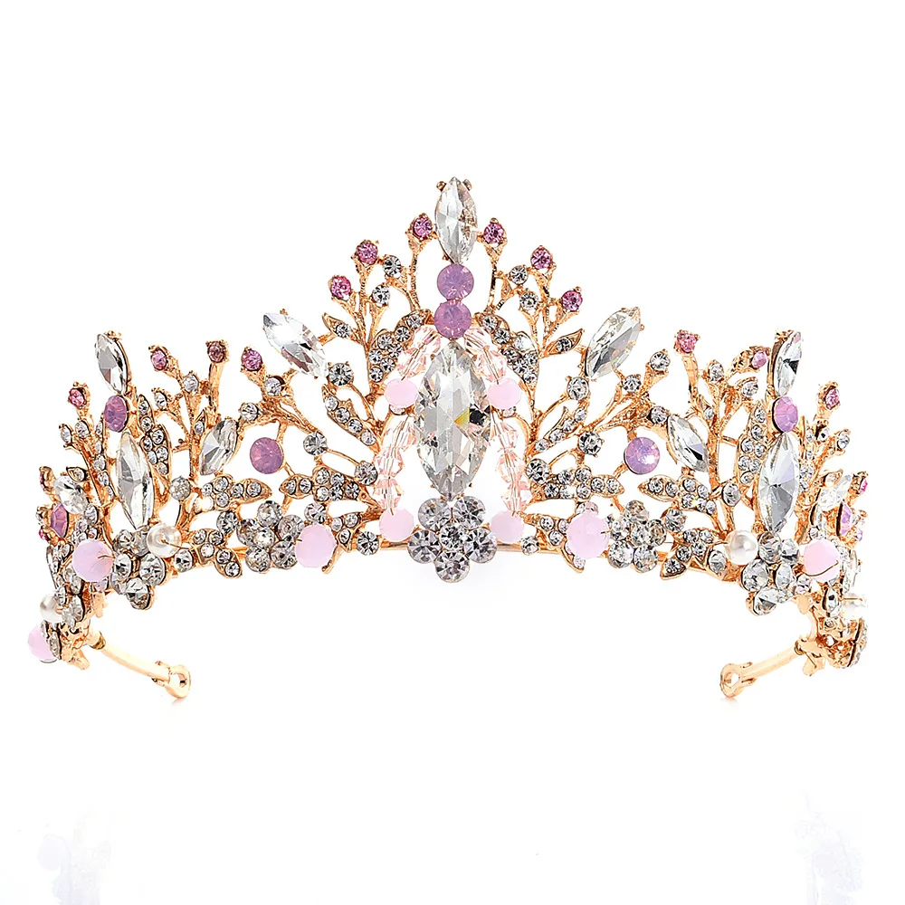 Корона конкурса красоты Свадебные Заколки ювелирные аксессуары Bling диадемы для женщин свадебный головной убор - Окраска металла: picture color