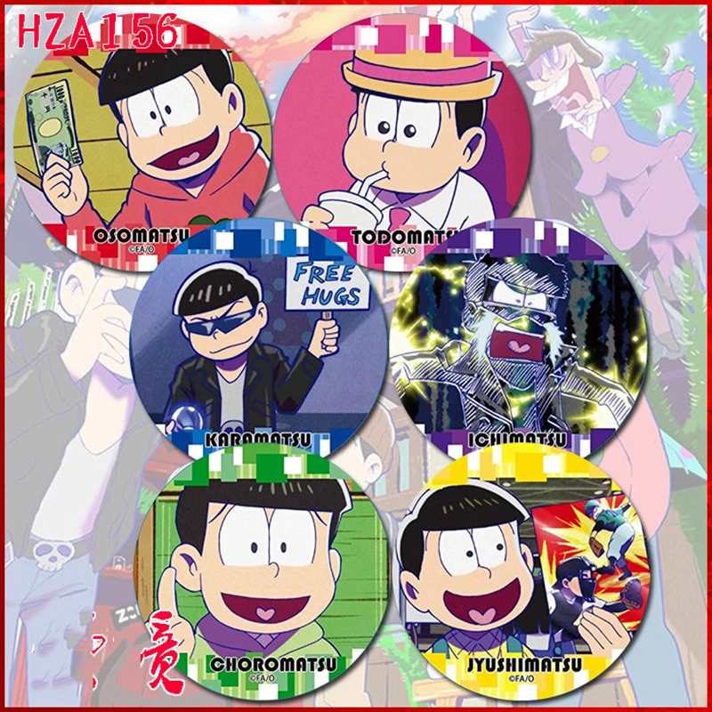ZXFJXR 58 мм Osomatsu San Matsuno Choromatsu jyushimansu Todomatsu Six Brother значки штыри Broochs иконы рюкзак