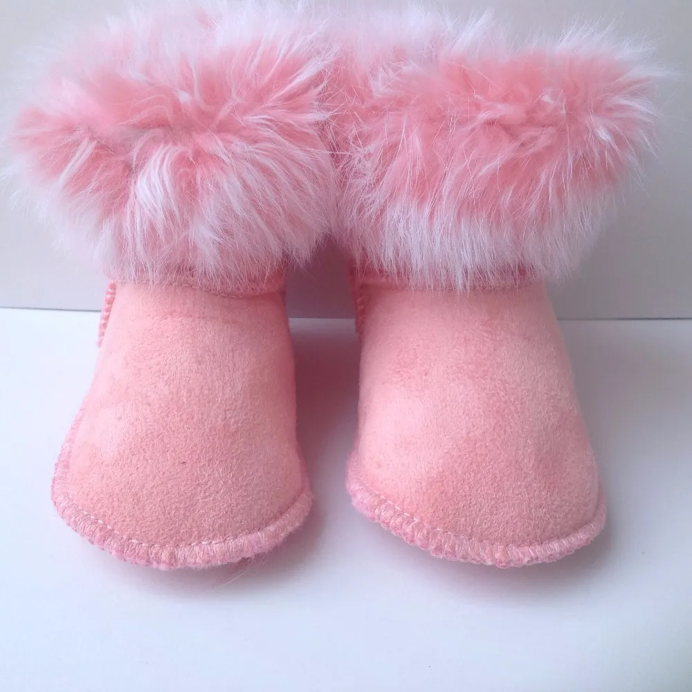 pink Зима 11 цветов зимние сапоги для детей с мехом Брендовая детская обувь первые ходунки мягкая подошва обувь для новорожденных девочек мальчиков обувь - Цвет: pink