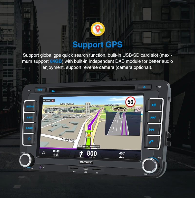 Тыква Android 9 0 стерео аудио четырехъядерный 2 Din7'ɺutoradio GPS навигация для