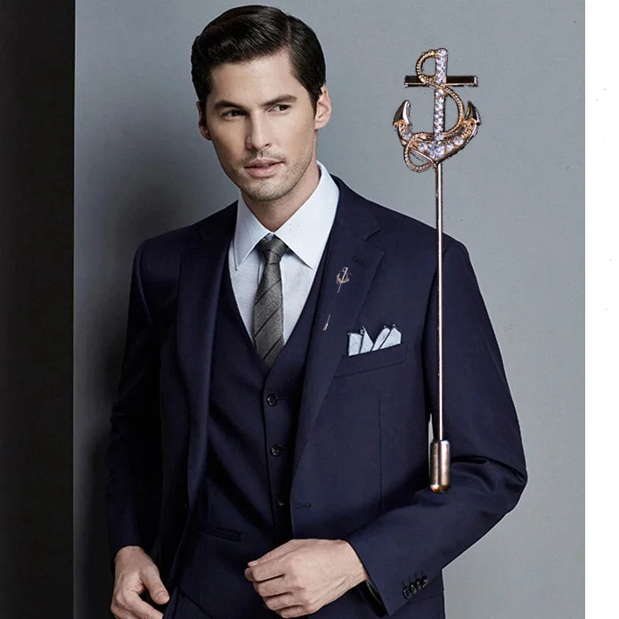 OneckOha ретро горный хрусталь судовой Якорь булавка для воротника костюма