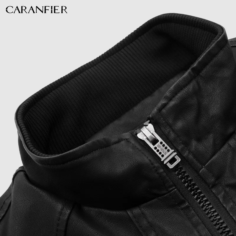 Мужская зимняя куртка CARANFIER из искусственной кожи новый стиль мужское