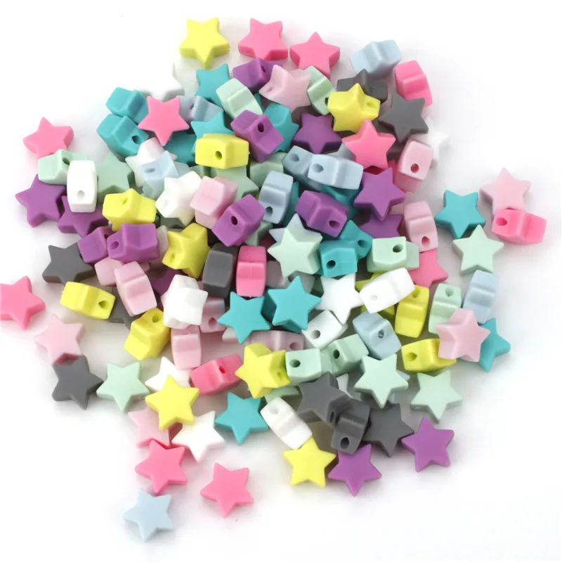50 cuentas de silicona de grado alimenticio para dentici&oacute;n, colgante de 15mm para mordedor de beb&eacute;, collar de silicona para dentici&oacute;n Diy-1