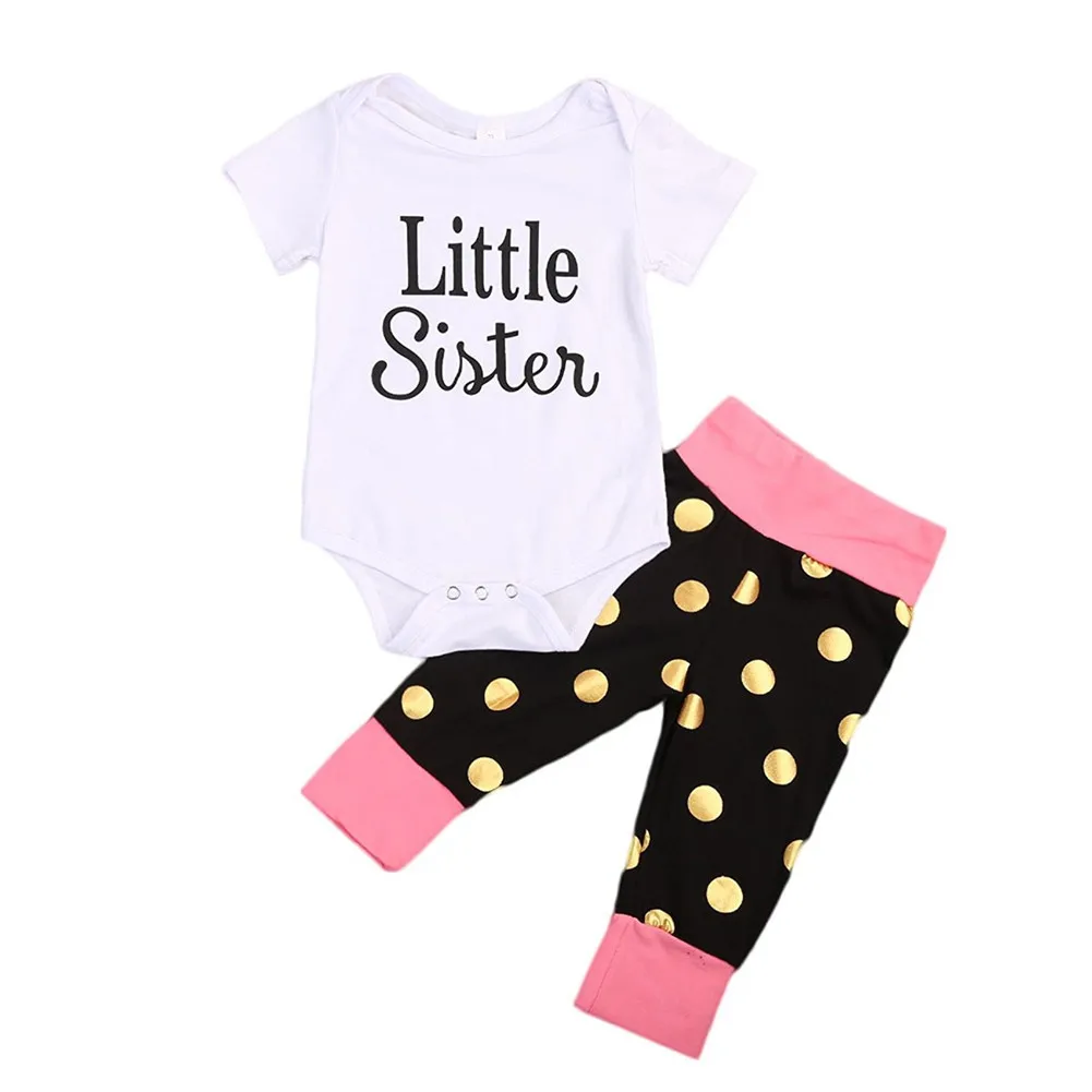 GRNSHTS Одежда для маленьких девочек Little Sister короткий рукав Футболка ползунки +