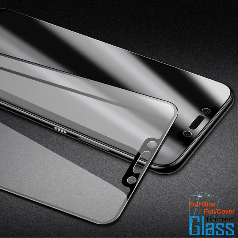 Protector de pantalla para Huawei P Smart Plus, cubierta de vidrio templado con pegamento completo, pel&iacute;cula de tel&eacute;fono Nova 3i, 2 uds.-0