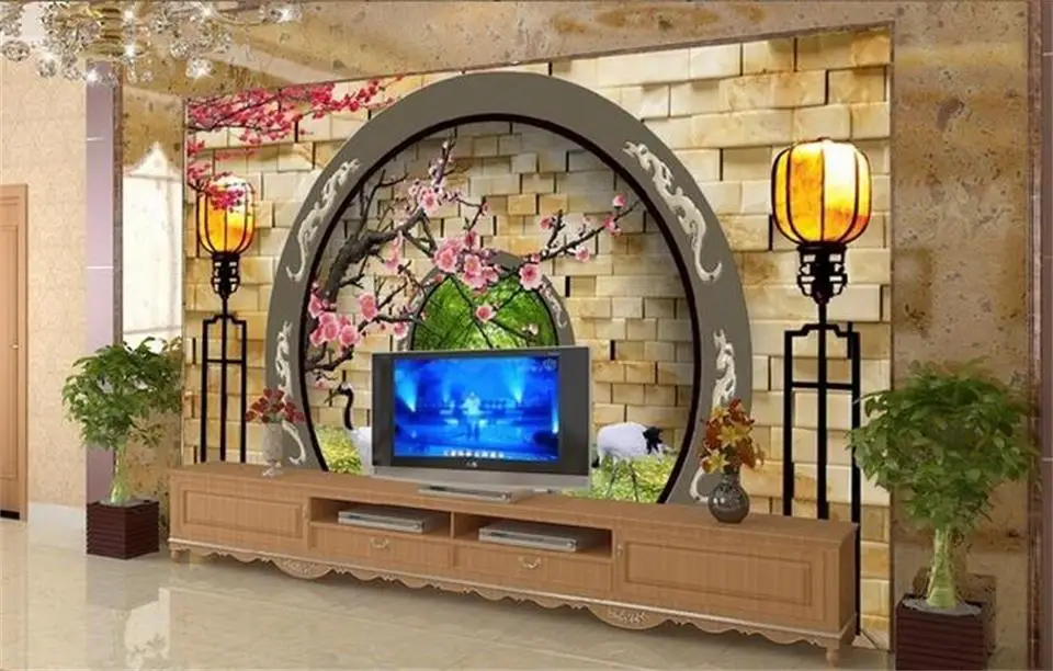 3d wallpaper photo custom livingroom mural Chinese garden landscape painting sofa TV background non-woven wall sticker | Обустройство