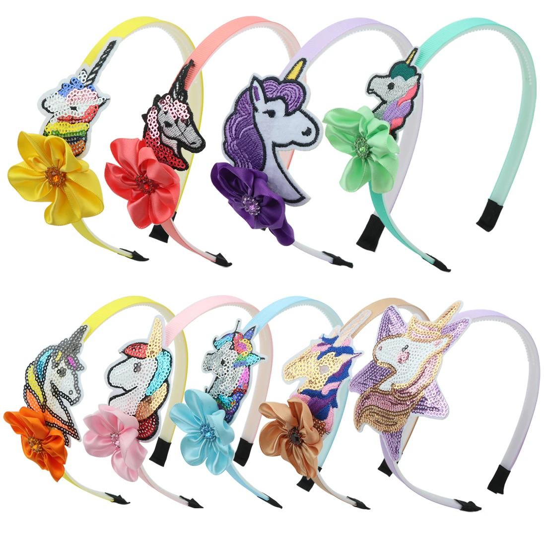 Повязка на голову для девочек 1 шт. повязка Единорог вышитая блестками блестящая