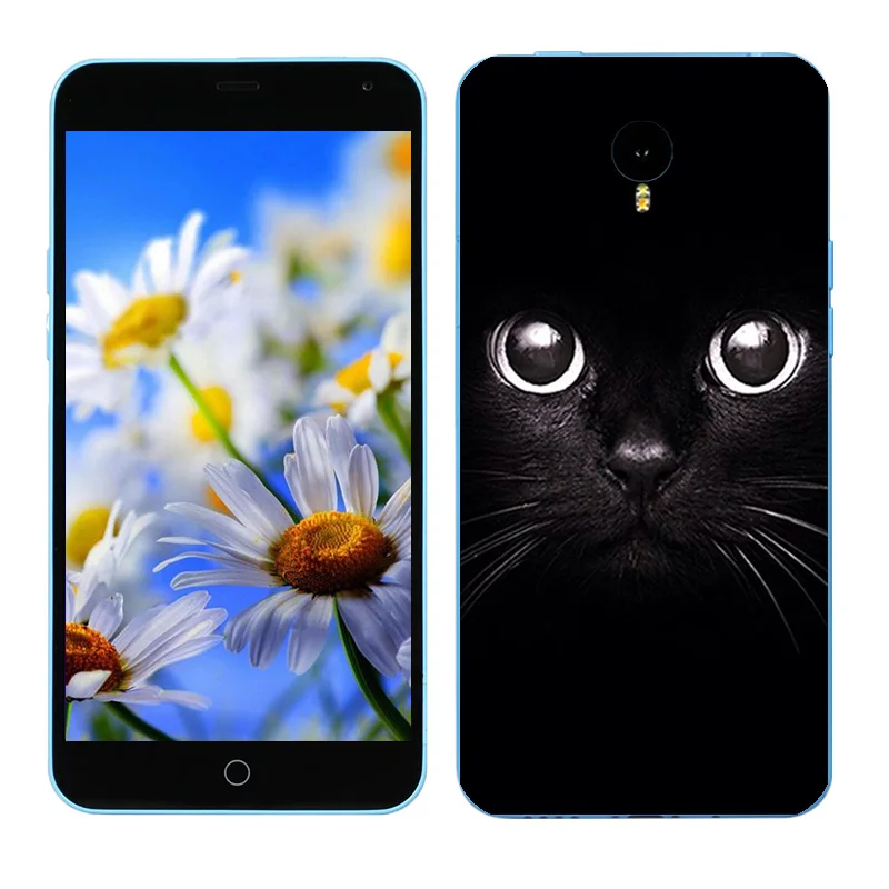 Мягкий силиконовый чехол для телефона Meizu M1 Note черный матовый с рисунком Blaze NOTE