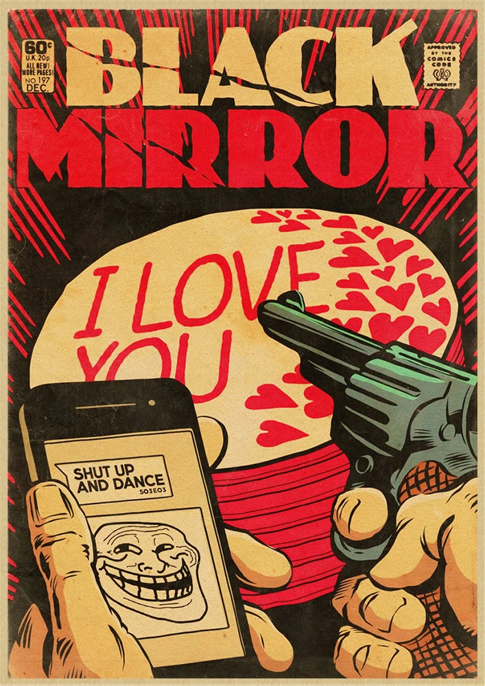 Classic Movie Black Mirror Vintage Kraft Paper Poster Good Quality Painting Retro Poster For Home Bar Wall Deco - Цвет: Прозрачный