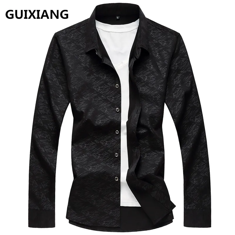 

2017 autumn Dress Shirt men's casual printing long sleeves shirts men cotton Classic business shirts men full size M-7XL