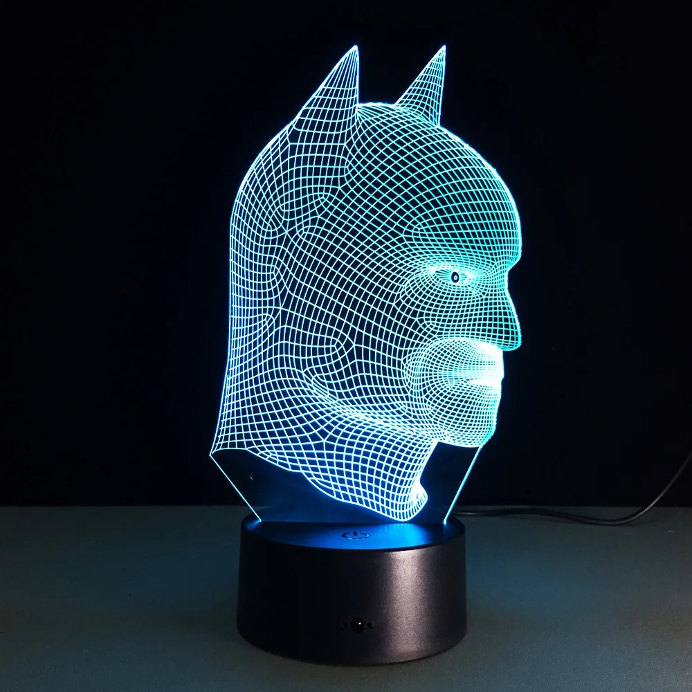 Бэтмен супер герой лампа 7 цветов Изменение 3D иллюзия СВЕТОДИОДНЫЙ Ночник