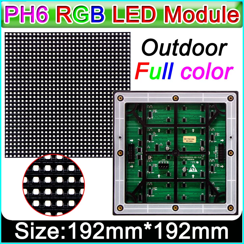 AliExpress P6 RGB светодиодный модуль, открытый полноцветный светодиодный дисплей SMD 3IN 1 RGB светодиодный панельный свет