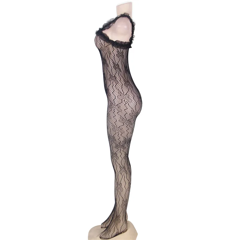 

Women Lady Sexy Patchwork Lingerie Open Crotch Pantyhose Body Stocking Black Fishnet Teddy Sexy Hollow Out Bodysuit