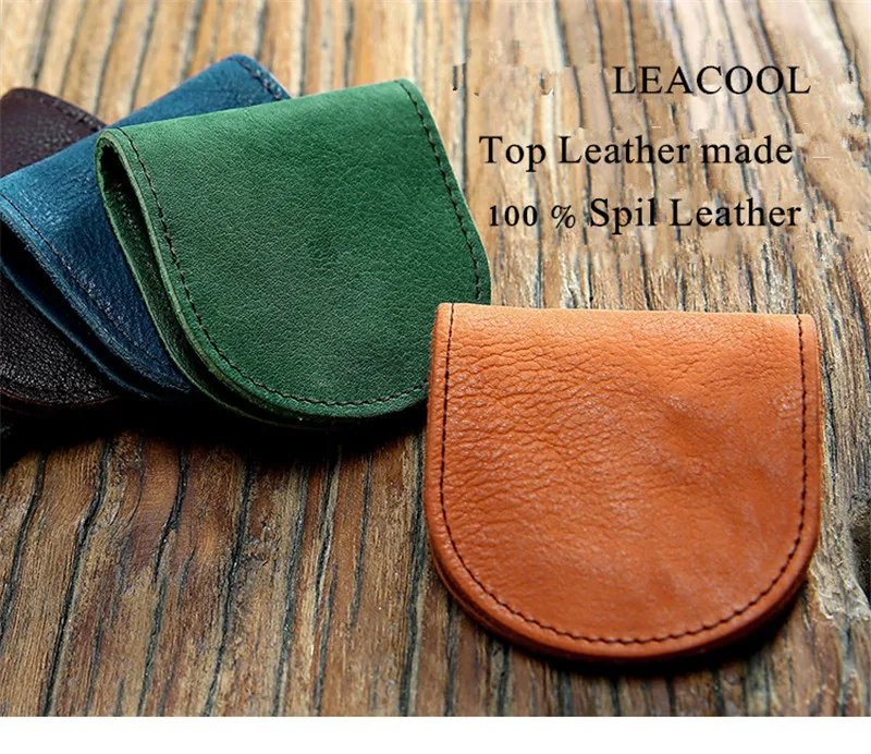 LEACOOL, кошелек для монет из спиловой кожи, женский, мужской, маленький, мини, короткий, кошелек, сумки для мелочи, маленький ключ, кредитный держатель для карт, бизнес