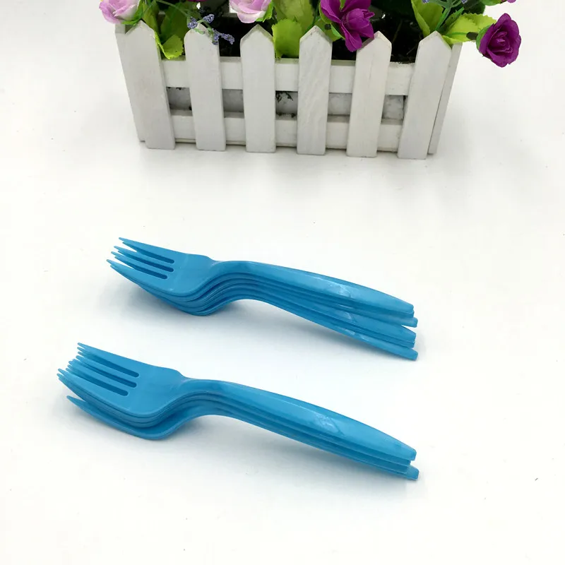 10 шт./лот одноцветные вилки одноразовые для дня рождения свадебные вечерние