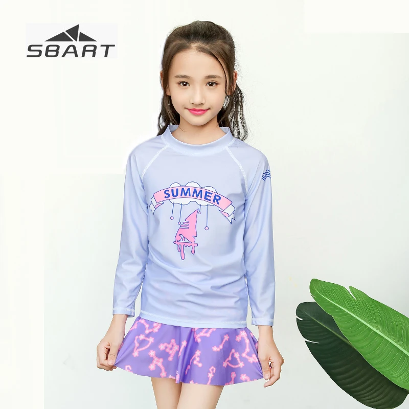 Sbart/купальный костюм с длинными рукавами для девочек юбкой комплект из 2
