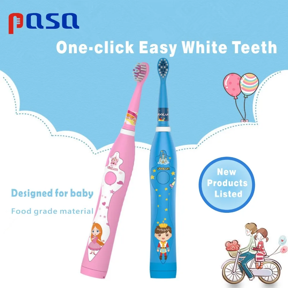 Детская электрическая зубная щетка с мультяшным рисунком ультразвуковая