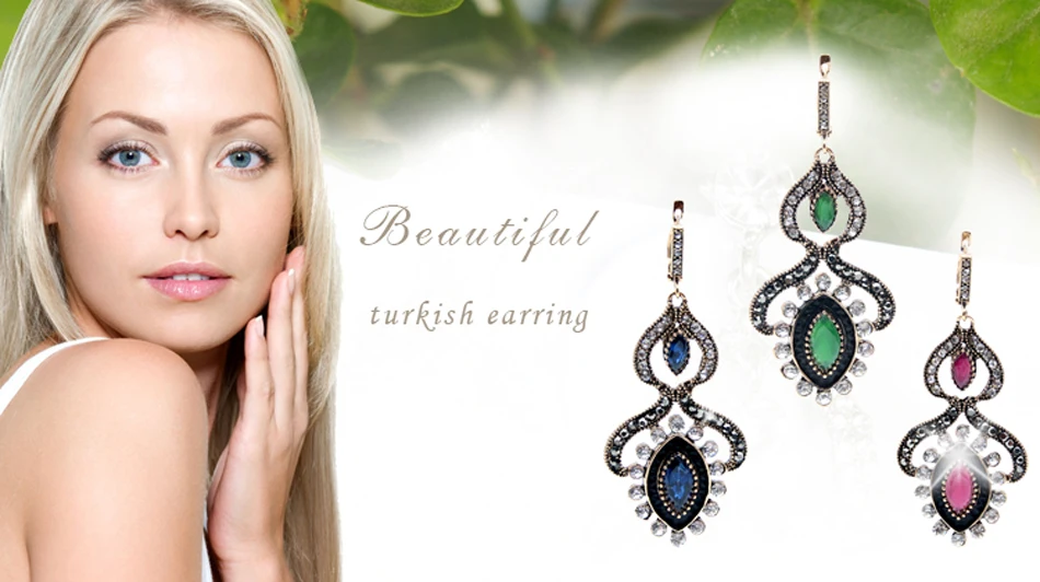 Женские винтажные серьги подвески из смолы в турецком стиле золотистые