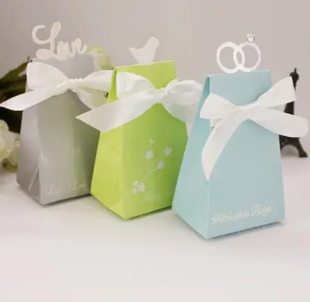 

Personalized Rings Wedding Party Favors Box Love Bird Sweets Candy Choclate Boxes Gifts Present Wrap Bag Tiffany Blue