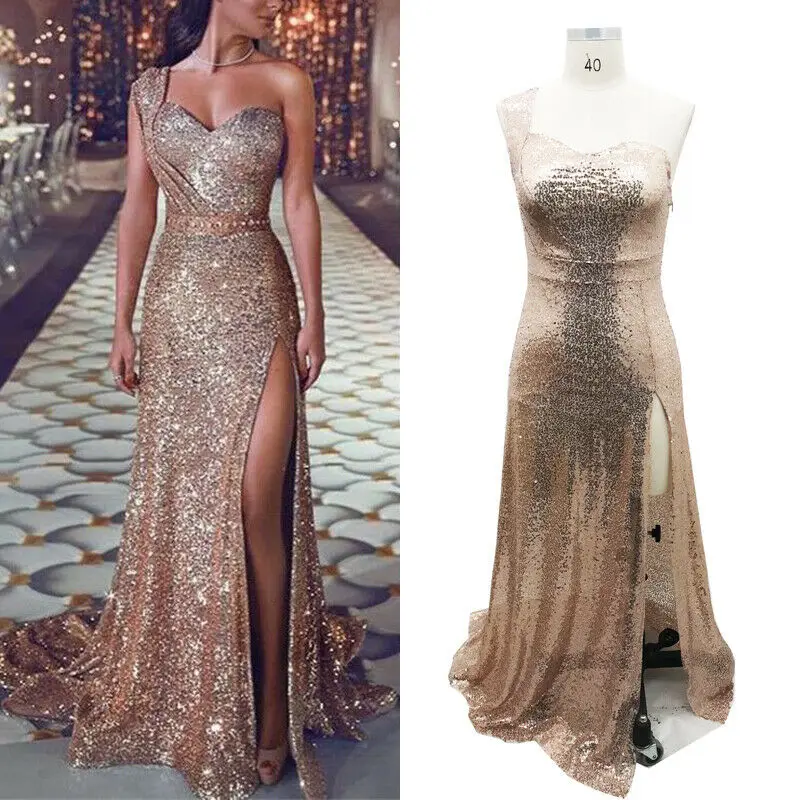 Женское платье на одно плечо с подкладкой официальное в пол разрезом сбоку