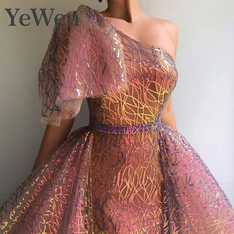 Дубайские вечерние платья с одним плечом дизайн 2019 Бальные русалки кружевные для