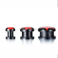 1 pair red star ear plug gauges tunnel black acrylic screw flesh tunnel body piercing jewelry 101620 mm selectable