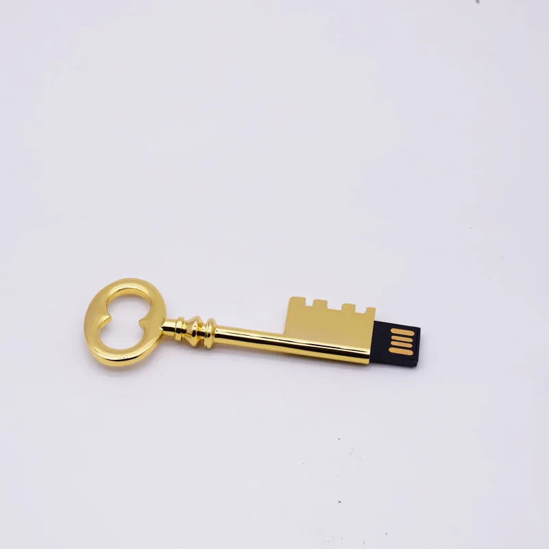 gold Пользовательский логотип металлический ключ Usb флэш-накопитель 32 Гб 16 Гб водонепроницаемый Usb накопитель 8 ГБ 4 ГБ памяти U палочки гаджет диск(более 10 шт. логотип бесплатно - Цвет: gold