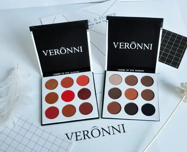 Mix Colors VERONNI долговечный матовый палитра теней для век 9 цветов полный размер бронзатор прессованный порошок в коробке DHL 120 шт/партия макияж - Цвет: Mix Colors