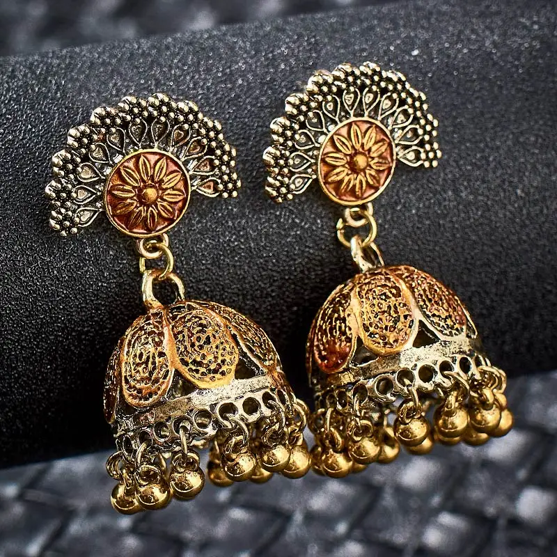 SHUANGR индийские цыганские украшения Jhumka винтажные этнические Висячие серьги для женщин Женская Юбилейная Свадебная вечеринка Bijoux