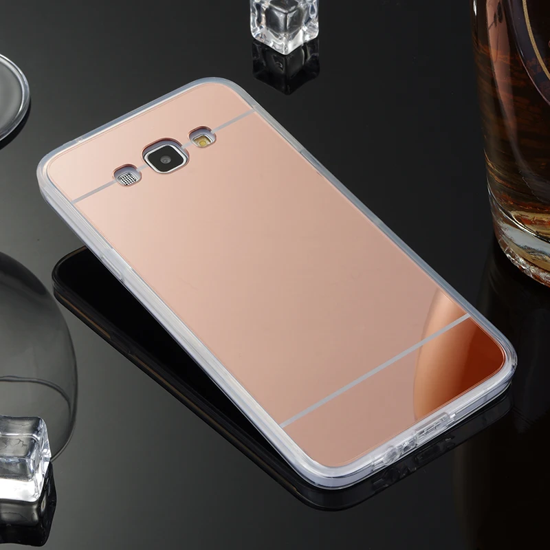 Розовое золото телефонные чехлы для Samsung Galaxy A8 зеркальный чехол мягкая Задняя