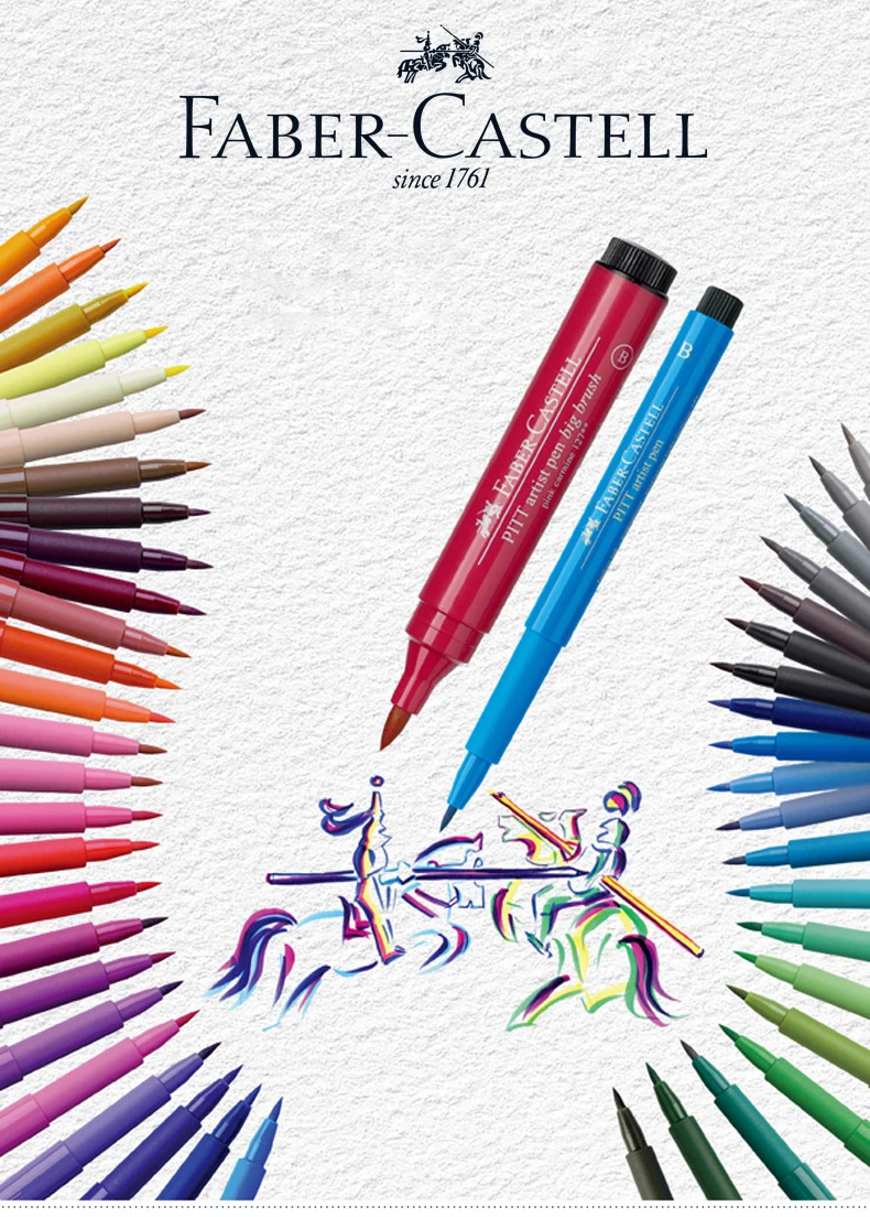 Faber Castell Pitt Artist Pen B коробка из " ландшафтный дизайн, ассорти, яркий" FC167105, Цветная кисть Ручка искусство маркеры кошелек набор
