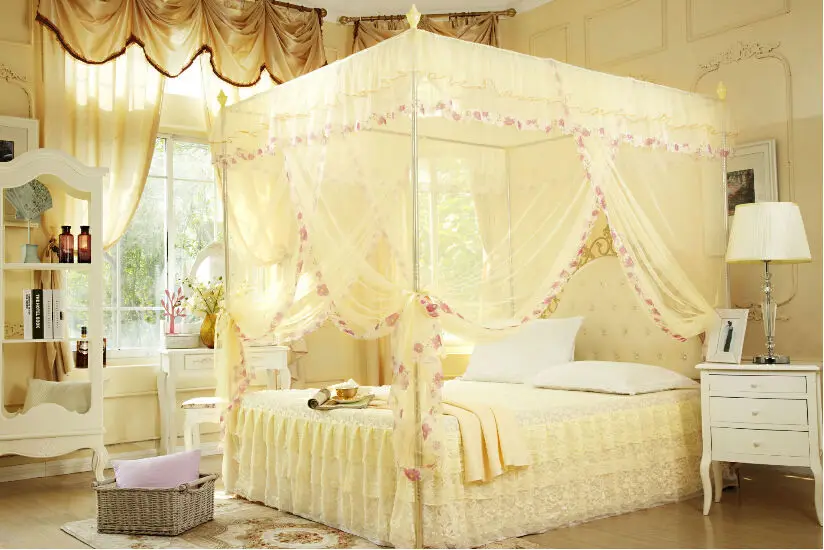 Принцесса 4 угловая кровать навес москитная сетка двойной Полный/Queen King все