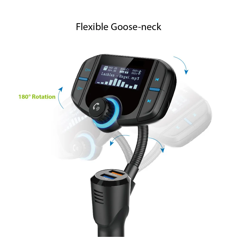 Fm-передатчик с быстрой зарядкой QC3.0 двойной USB заряженный автомобиль u-диск музыкальный плеер автомобиль MP3 автомобиль ручной вызов Bluetooth