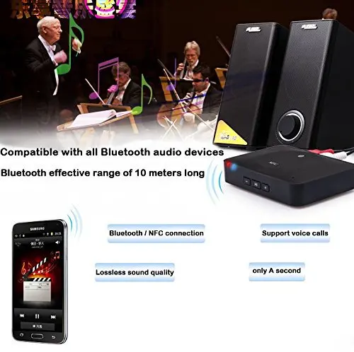 NFC Bluetooth беспроводной аудиоресивер аудио адаптер 3,5 мм RCA стерео выход для звуковой системы