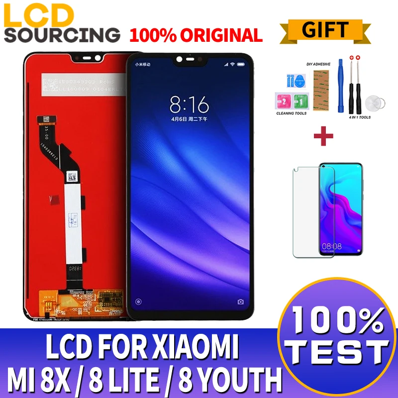 100% Оригинальный ЖК дисплей для Xiaomi Mi 8 Lite / Mi8X Youth LCD + рамка сенсорный экран
